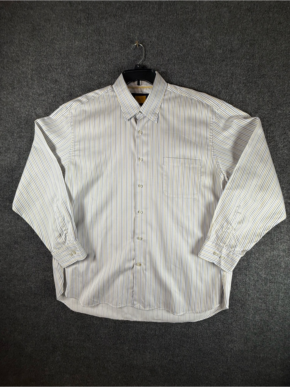Robert Talbott Carmel Shirt Mens XXL Blue Tan Stripe 100% Cotton Long Sleeve